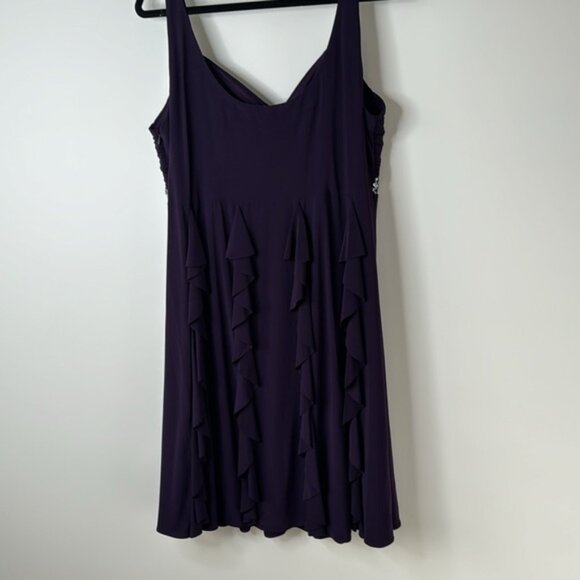 Dressbarn Collection Women Purple Sequin Flowy Cocktail Party Dress Plus Size 16 - Picture 10 of 16
